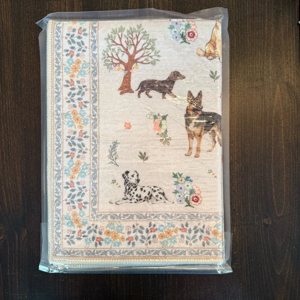 Decorative Dog Print Rug - Cream with Multicolor Accents NEW